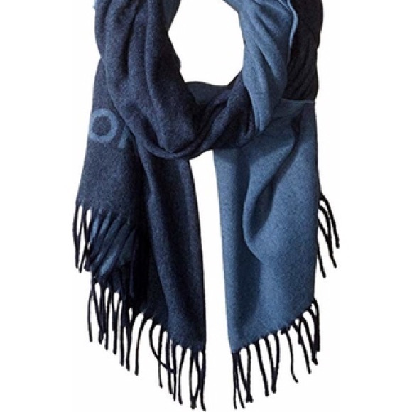 Tory Burch♥️NEW♥️Oblong wool logo scarf Tory Navy - Picture 4 of 8